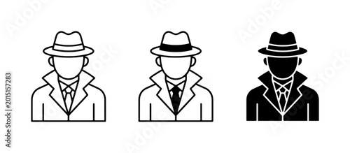 Foto Detective Icons, Spy Silhouettes, Investigator Symbols