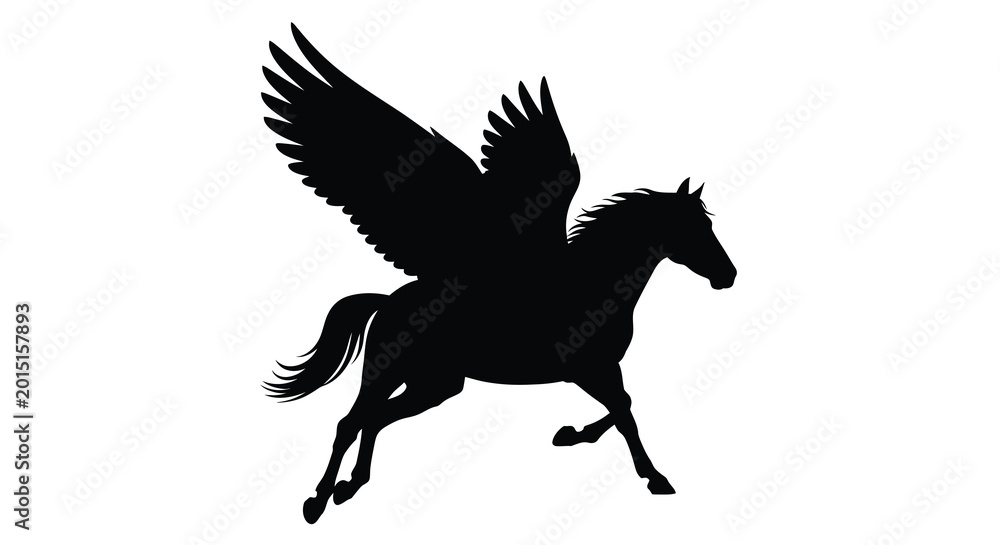 Fototapeta premium Pegasus with wings silhouette high quality professional detailed