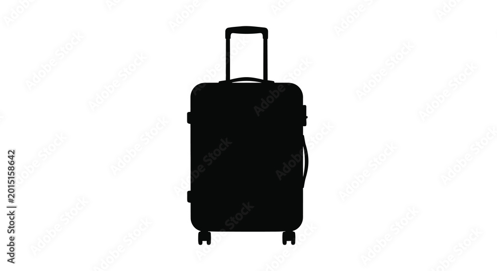Foto Rolling suitcase silhouette on a white background
