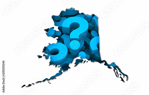 Alaska AK State Map Question Marks Ask FAQs Best Place Location 3d Illustration