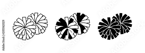 Tablou pe pânză Cheerleading Pom Poms Vector Set, Sport Celebration Accessories, Black and White