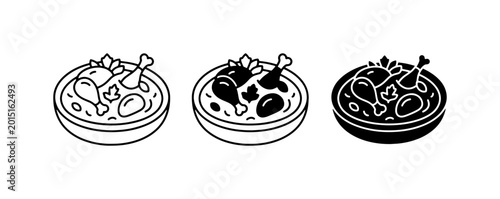 Tableau sur toile Chicken Stew Icons, Hearty Meal Vector Graphics, Comfort Food Illustrations