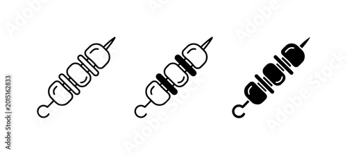 Canvas Print Kebab Skewers Icons, Barbecue Food Vector Set, Meat Grill Symbols