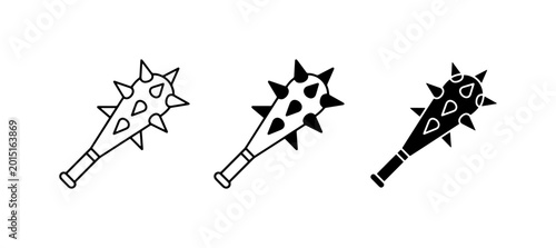 Photos Medieval Mace Icons, Spiked Club Symbols, Ancient Weapon Vector Graphics
