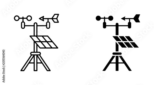Tableau sur toile Weather Station Icons, Anemometer & Wind Vane Symbols, Solar Panel Data Collecti