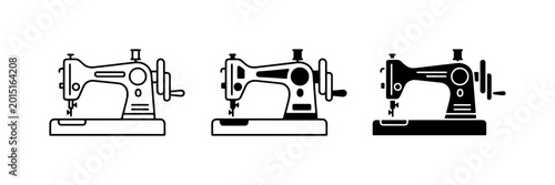 Photography Vintage Sewing Machine Icons, Retro Stitcher Graphics, Classic Tailor Equipment