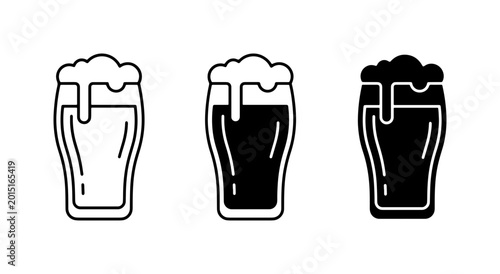 Tableau sur toile Beer Glass Icons, Refreshing Ale Vector Set, Pub Drink Graphics, Minimalist Beve