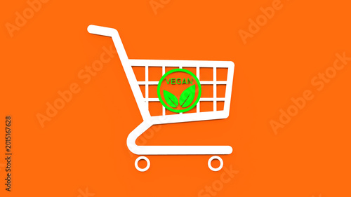 Vegan Shopping Concept with Cart Icon