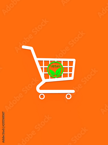 Vegan Shopping Concept with Cart Icon