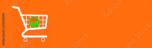 Vegan Shopping Concept with Cart Icon