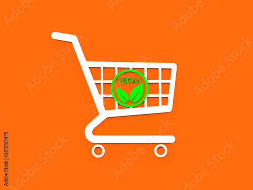 Vegan Shopping Concept with Cart Icon