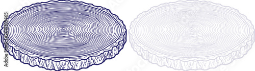 Canvastavla Tree Stump Cross Section Illustration in Blue Outline Style Isolated on White