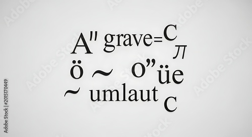 Abstract linguistic diagram featuring German umlaut and grave accent symbols.