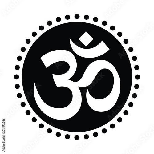 Hindu Om Symbol black & white Vector Design on Background