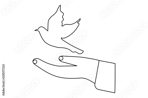 Flying bird continuous one line art drawing in a minimalist modern outline style