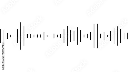 Minimal black audio waveform animation with clean equalizer bars for music visuals, video overlays, transitions, broadcast graphics, and digital media projects, alpha channel