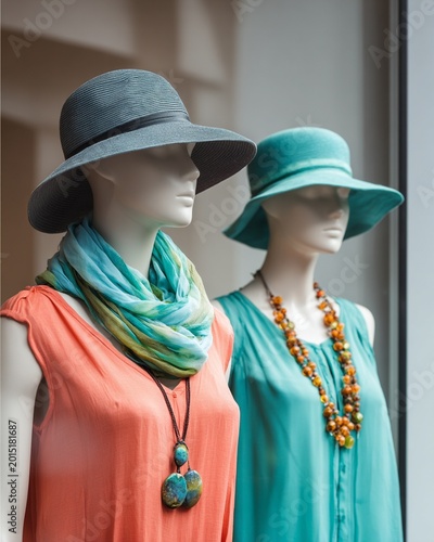 Mannequins Display Modern Fashion in Retail Store Window