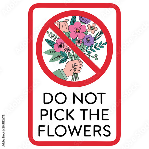 Red and White Public Notice Board Do Not Pick Flowers 02
