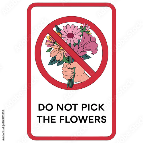 Garden Prohibition Symbol with Hand Holding Flowers Illustration 02