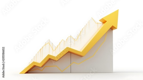 Dynamic Yellow Growth Chart Illustrating Financial Progress and Strategic Business Development