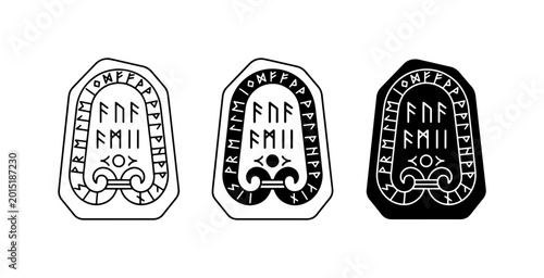 Canvastavla Runic Stone Vector Icons, Ancient Symbols, Norse Mythology, Historical Glyphs, C