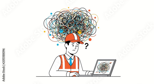 Man in orange vest and hardhat confused.