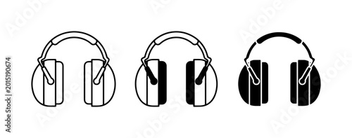 Bild auf Leinwand Ear Protection Icons, Noise Cancelling Headphones, Safety Gear Symbols