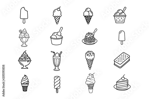Ice Cream and Dessert Icons Set - Sweet Food Vector