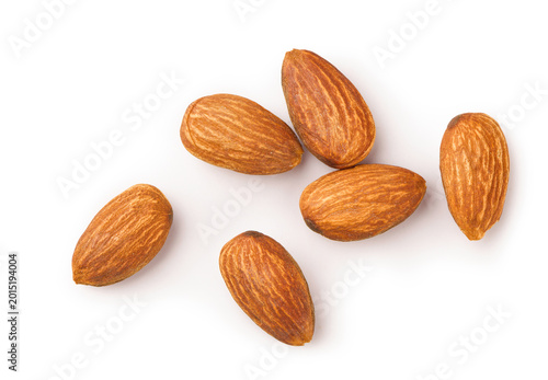 Almonds nut isolated on white.