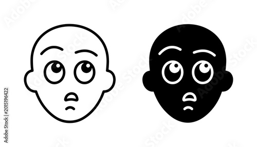 Foto Confused Face Icons, Question Mark Expression, Doubtful Human Head, Thinking Emo