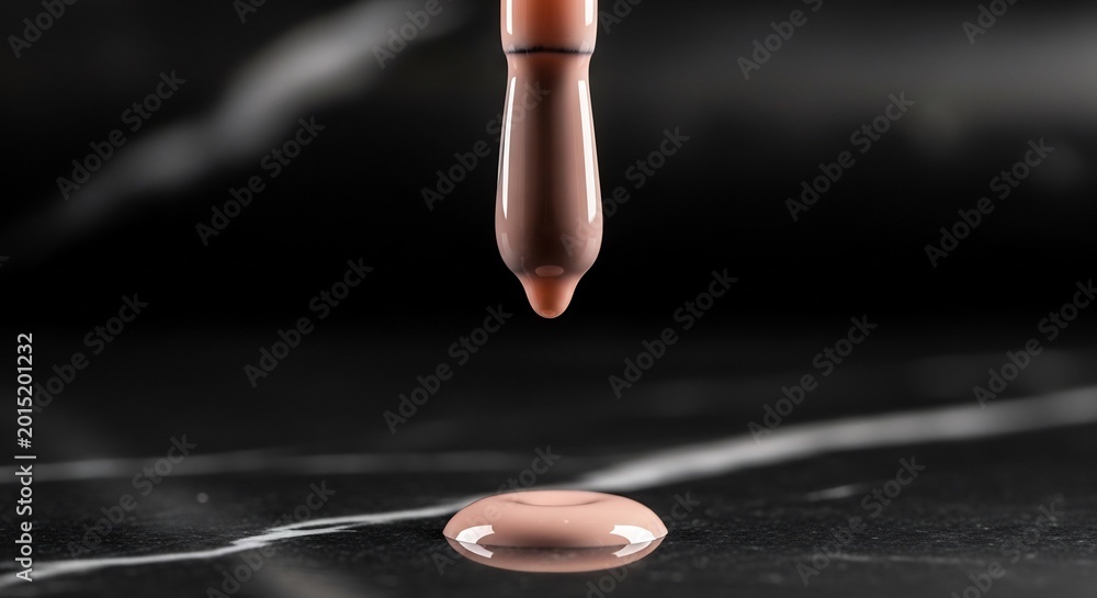 Obraz premium Close-up Macro Shot of Chocolate Syrup Dripping from a Spoon.