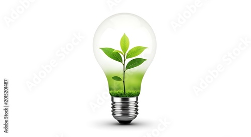 Eco friendly light bulb with green plant.