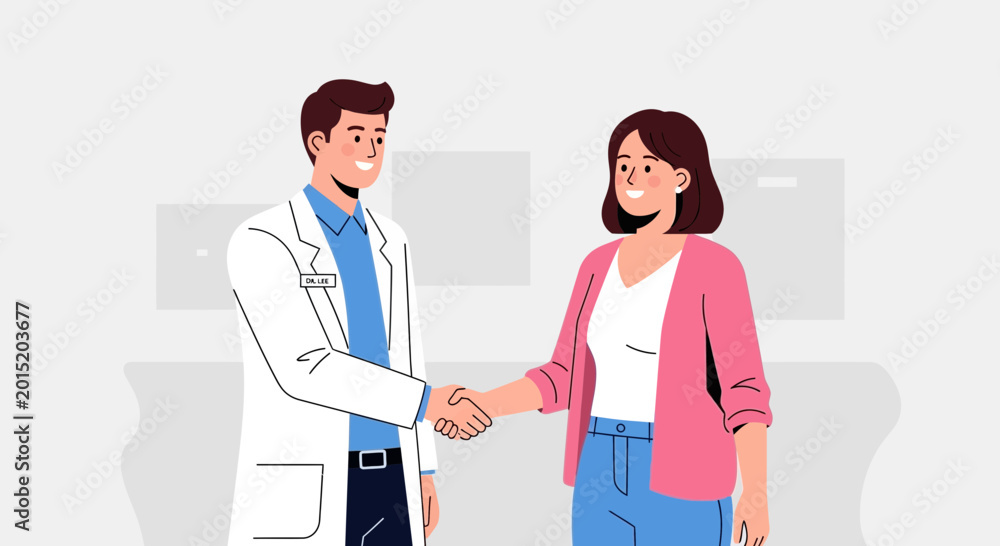 Fototapeta premium Doctor and Patient Handshake - Medical Consultation and Trust