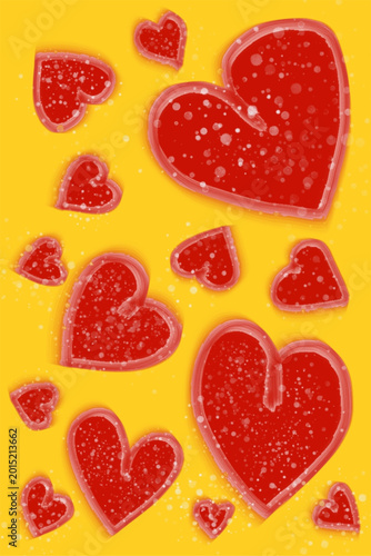 Contemporary Red Shapes Pattern on Vibrant Yellow Backdrop