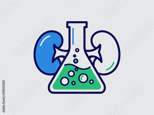 Foto Erlenmeyer Flask with Green Liquid Illustration.