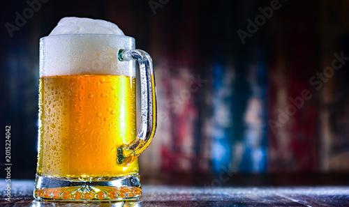 A mug of pale lager beer