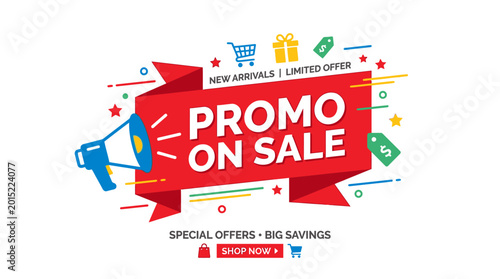 Promo On Sale Discount Sign.