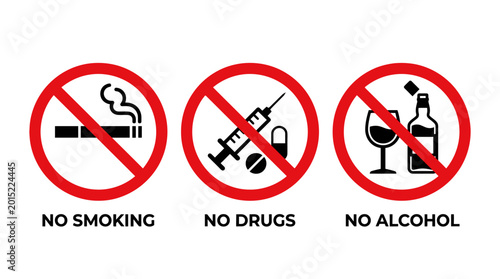 No Smoking Drugs Alcohol Warning Signs.