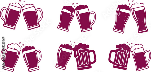 Konstfotografi Beer cheers celebration with frothy mugs clinking together with foam and bubbles