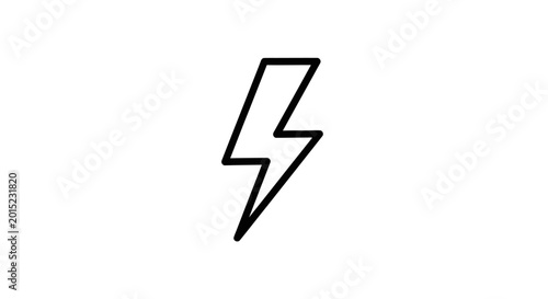 Lightning bolt icon, electric symbol, black line art, vector graphic