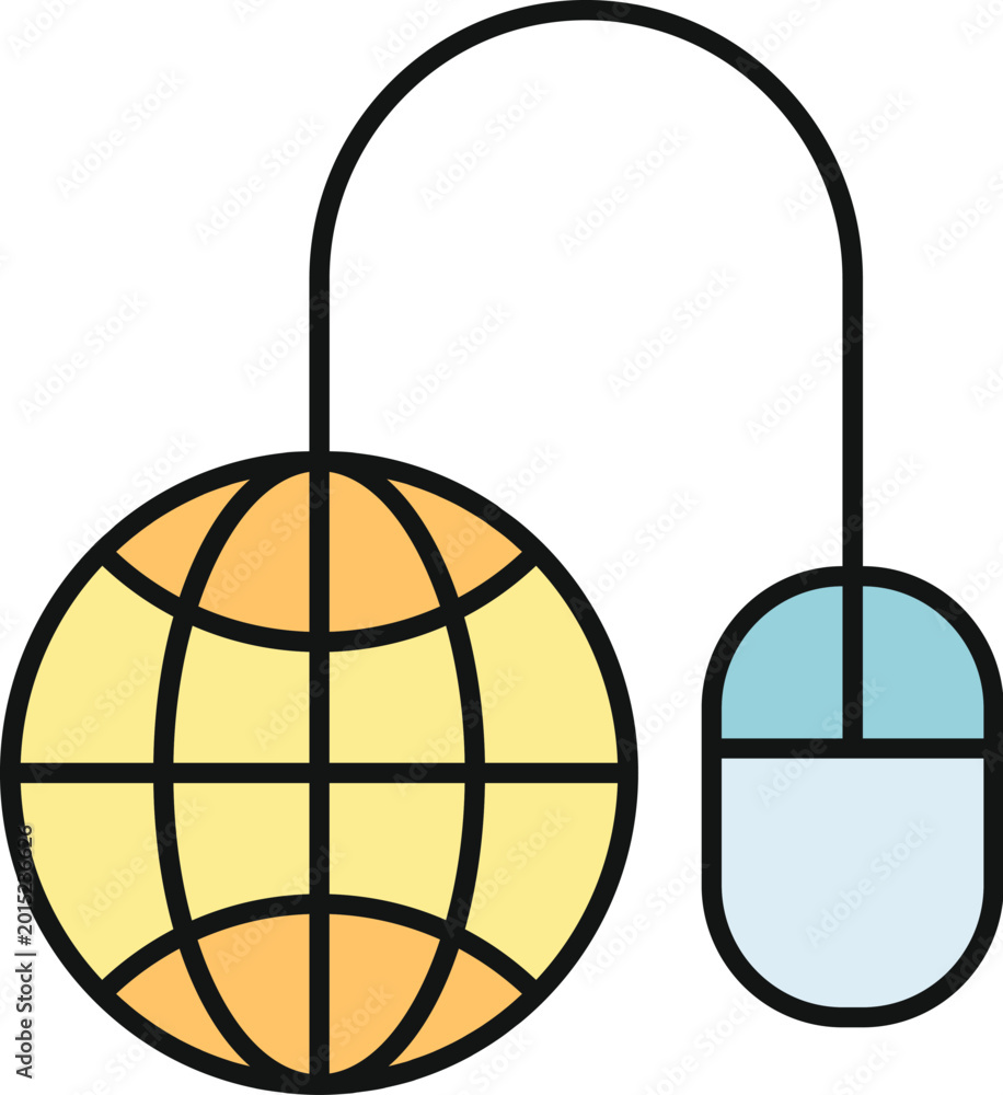 Fototapeta premium Computer mouse connecting to a globe, representing worldwide web and global connection