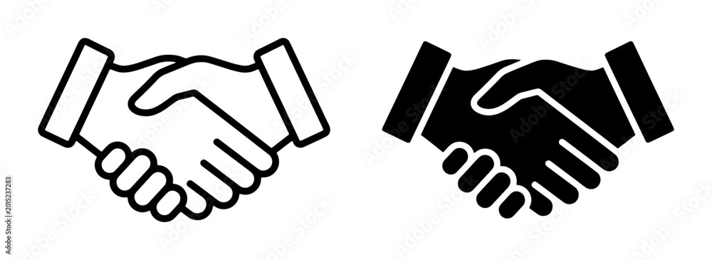 Fototapeta premium Handshake Icons, Agreement Symbol, Partnership Vector Graphics, Business Deal Concept