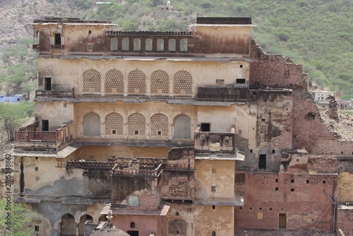 Photography The ruin of an exotic palace in Amer town near  Jaipur of India