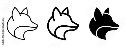 Foto Fox Head Icons, Minimalist Animal Graphics, Simple Vector Silhouettes, Black and