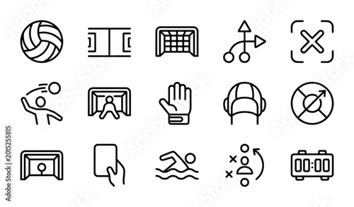 Fotografie Water Polo Sport Icons Set, Vector Graphics for Team Play and Competition Graphi