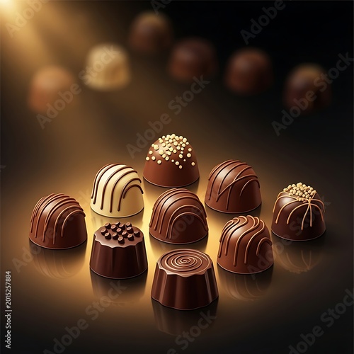 Assorted chocolate candies on display.