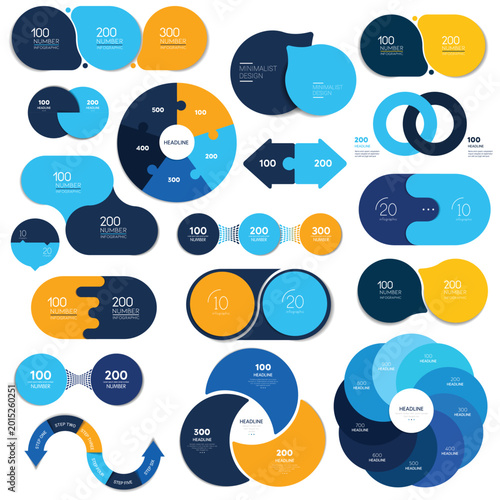 Set of roud cirles schemes, diagrams. One, two, three, four infographic template.