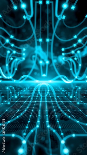 Digital Abstract Background Technological Processes Neural Networks