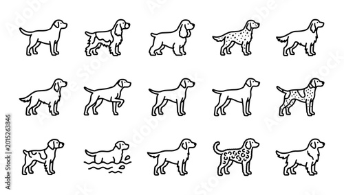 Photos Dog Breed Icons Set: Diverse Canine Silhouettes, Vector Graphics for Pet Lovers