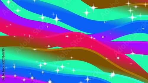 Vibrant colorful wavy lines with sparkles on white background